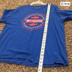 Columbia Blue Tee with Red Fishing Logo